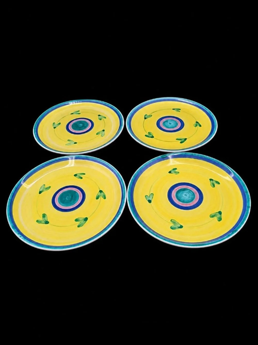 Caleca Carousel Salad Luncheon Plates 9.5” Lot Set Of 4 Italian Pottery